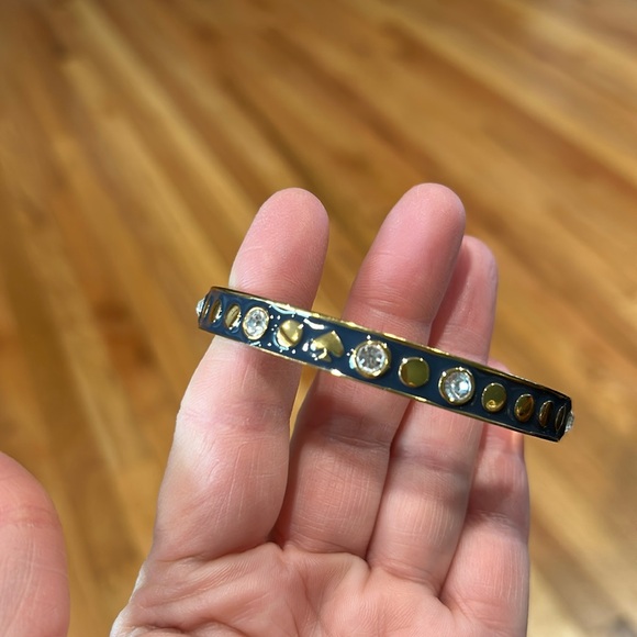 kate spade Jewelry - Final sale- Kate spade bangle bracelet. Navy & gold  with rhinestones.